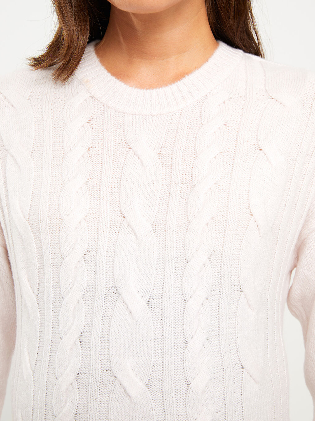LCWAIKIKI Maternity Crew Neck Self Patterned Long Sleeve Maternity Tricot Sweater -W2AK37Z8-QVF