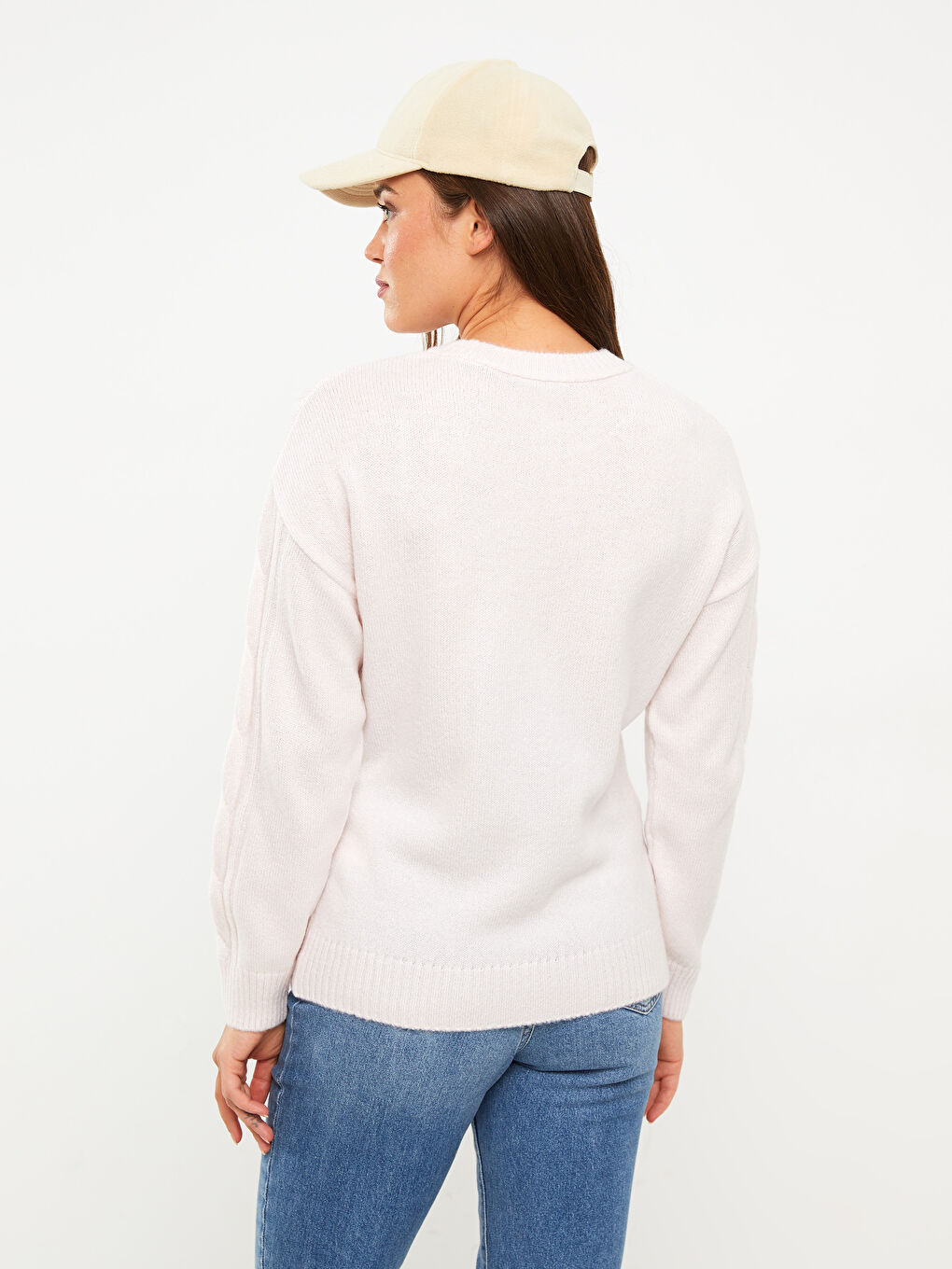 LCWAIKIKI Maternity Crew Neck Self Patterned Long Sleeve Maternity Tricot Sweater -W2AK37Z8-QVF