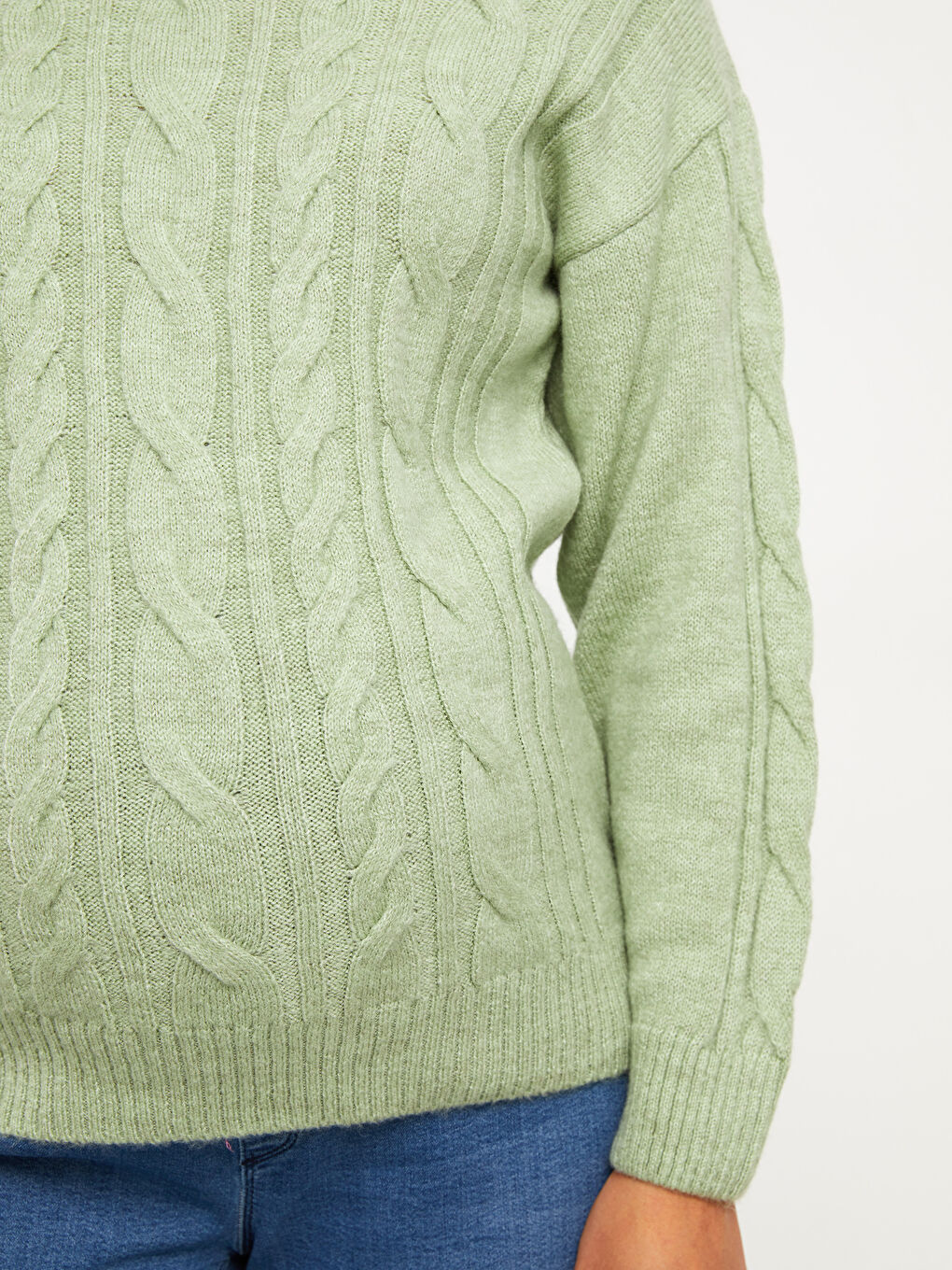 سترة تريكو كم طويل منقوشة بياقة دائرية للحوامل-3