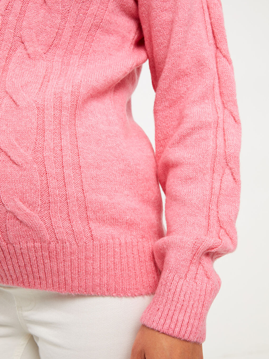 LCWAIKIKI Maternity Crew Neck Self Patterned Long Sleeve Maternity Tricot Sweater -W2AK37Z8-SKC