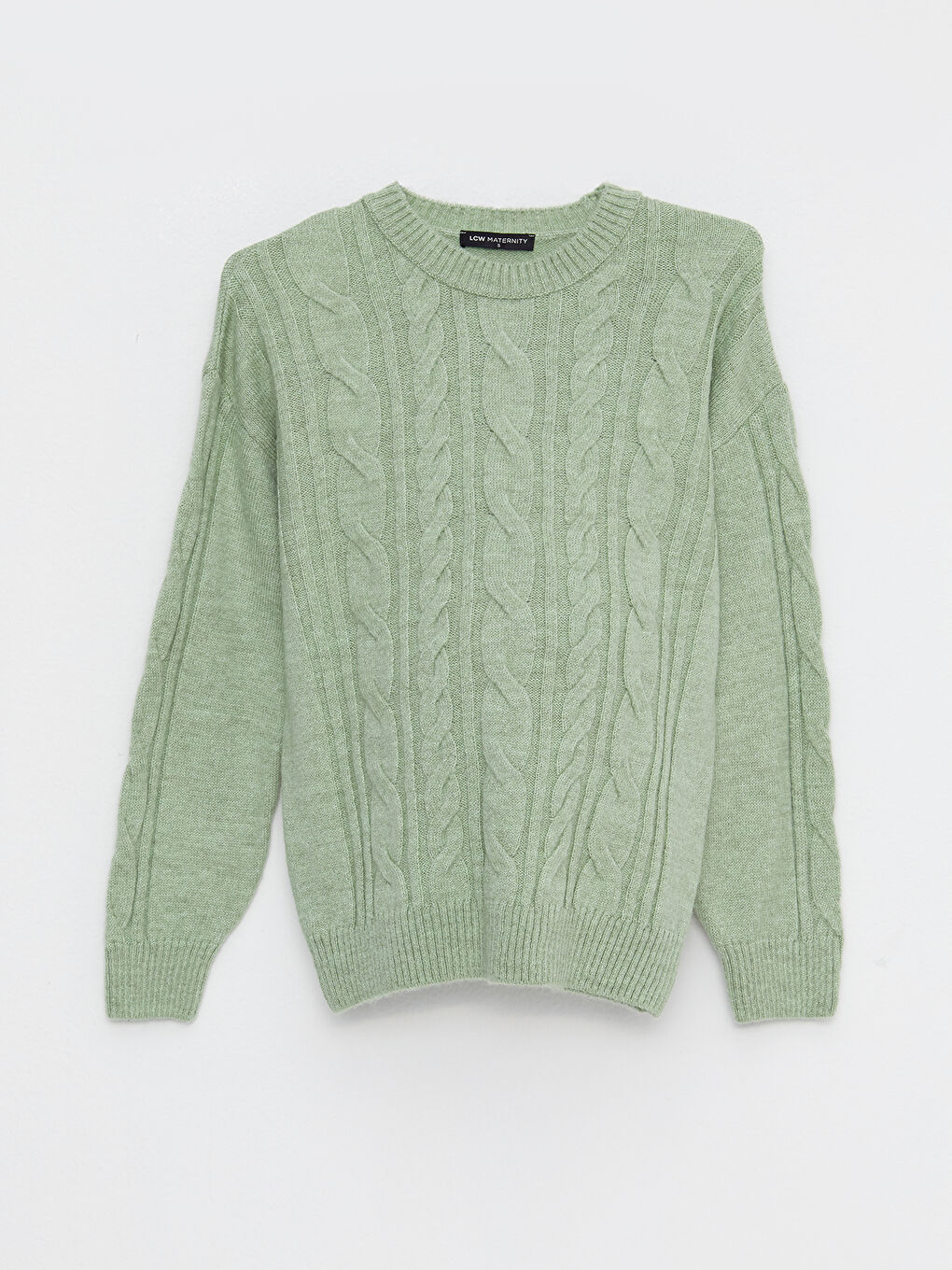 سترة تريكو كم طويل منقوشة بياقة دائرية للحوامل-5