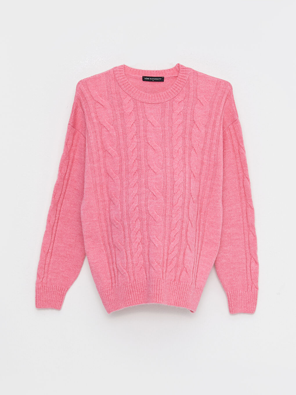 LCWAIKIKI Maternity Crew Neck Self Patterned Long Sleeve Maternity Tricot Sweater -W2AK37Z8-SKC