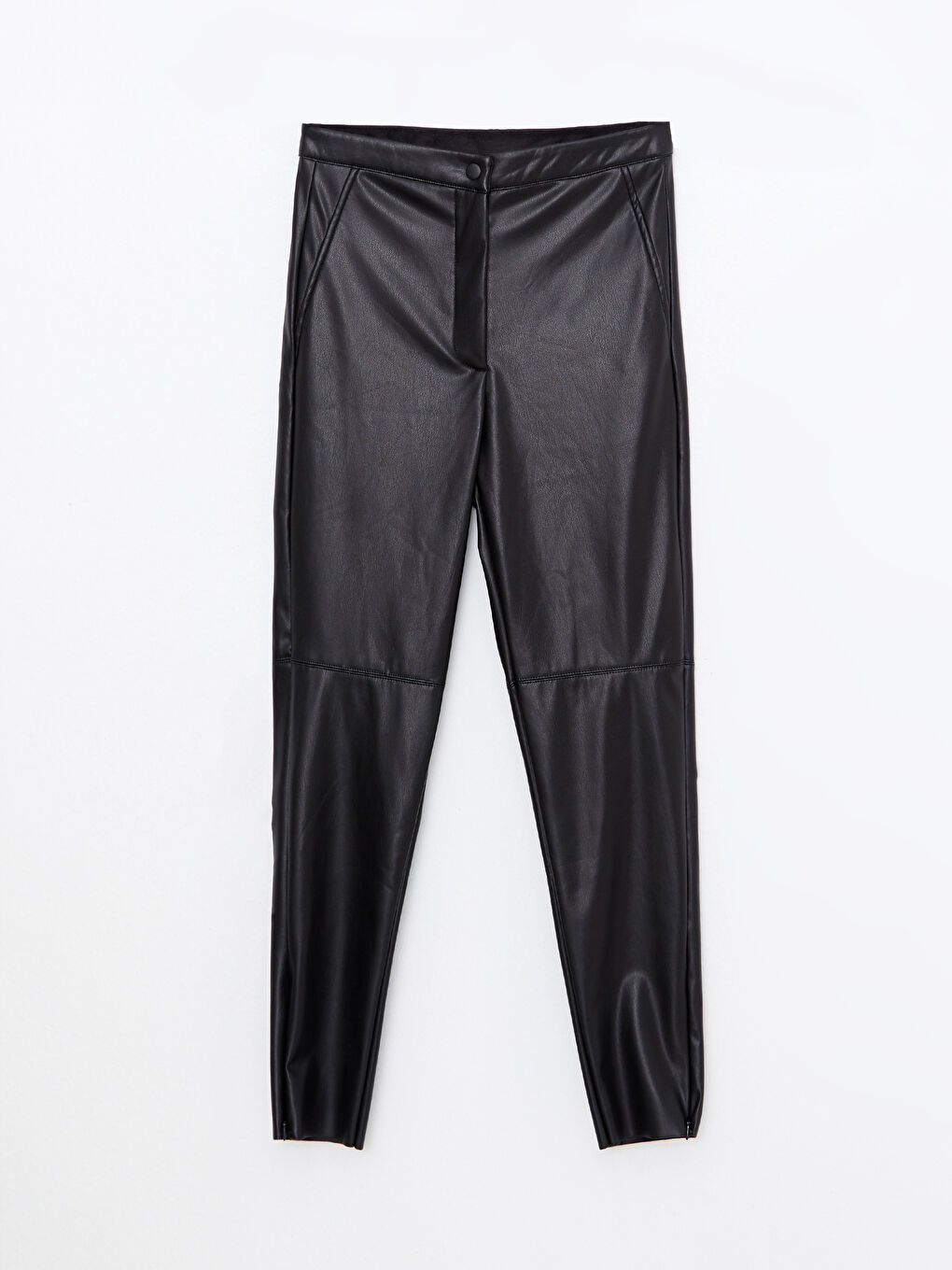 Брюки из искусственной кожи слим для женщин-5