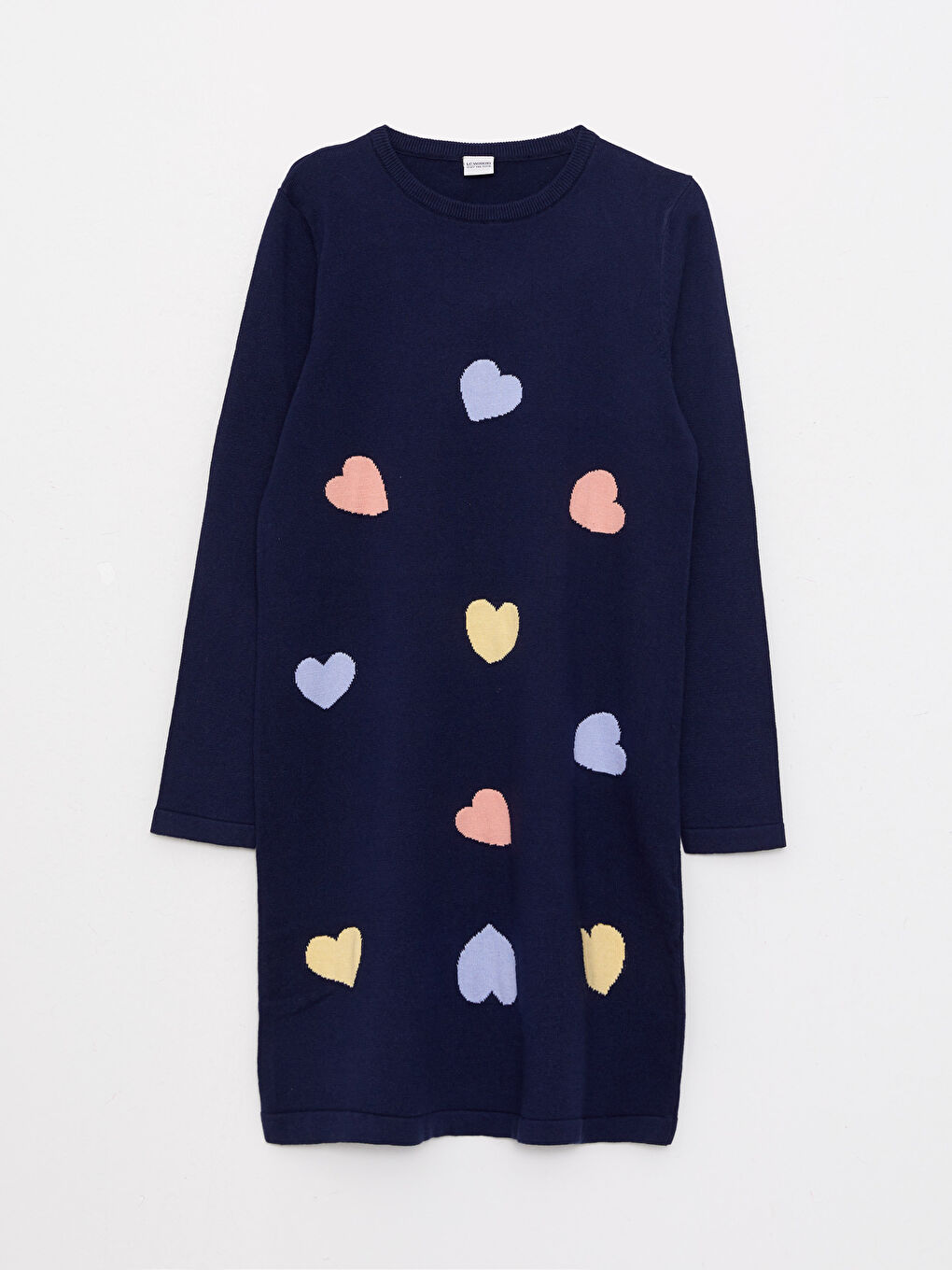 Crew Neck Patterned Long Sleeve Girl Tricot Dress -W2AK40Z4-HFH