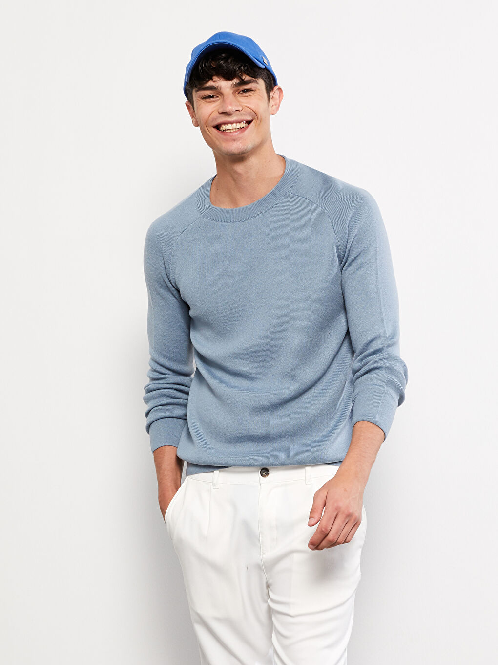 Crew Neck Long Sleeve Men's Tricot Sweater -W2AK74Z8-UD8
