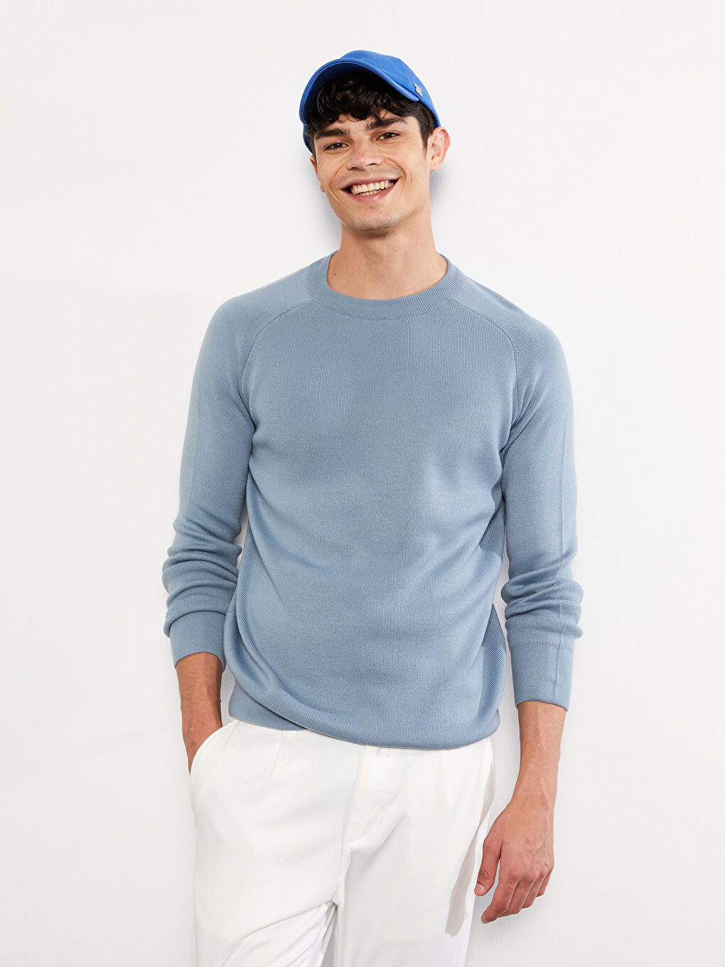 Crew Neck Long Sleeve Men's Tricot Sweater -W2AK74Z8-UD8