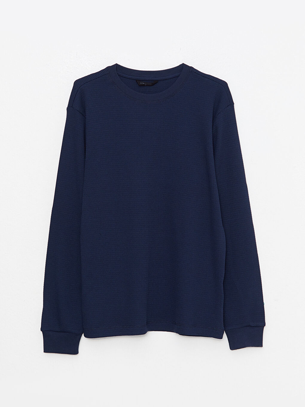 Lacivert Bisiklet Yaka Uzun Kollu Erkek Sweatshirt-5