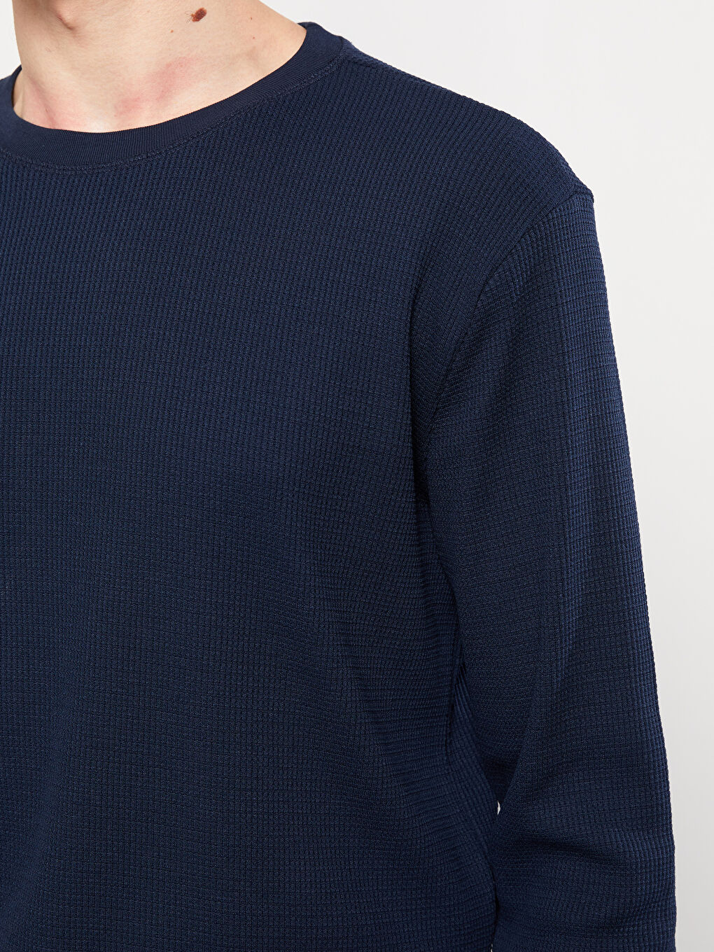 Lacivert Bisiklet Yaka Uzun Kollu Erkek Sweatshirt-3