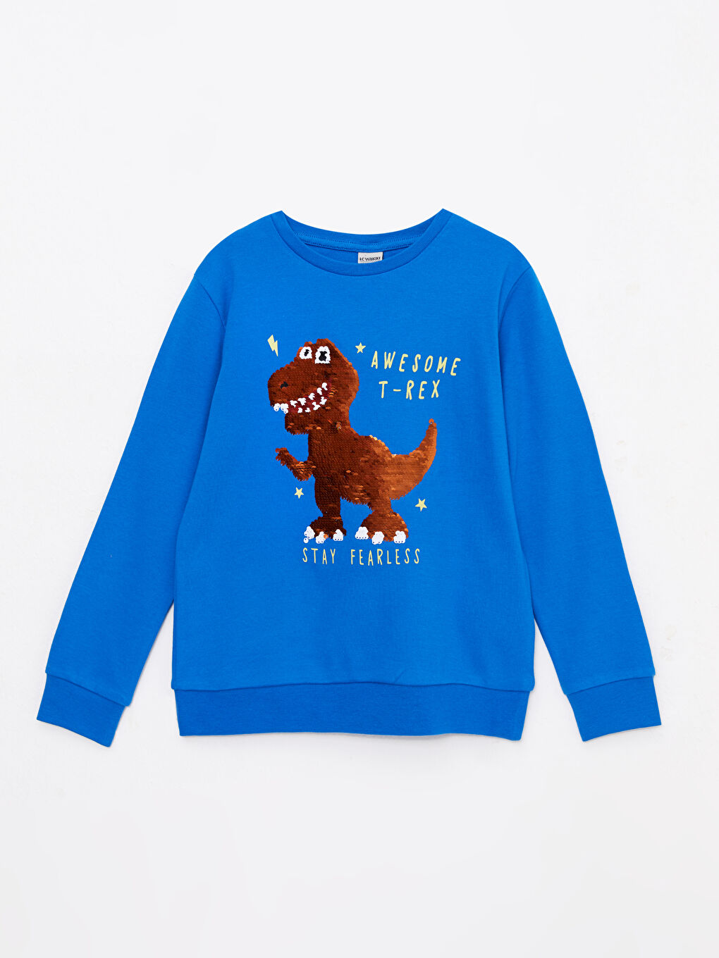 Crew Neck Printed Double-Sided Sequined Long Sleeve Boys' T-Shirt-1