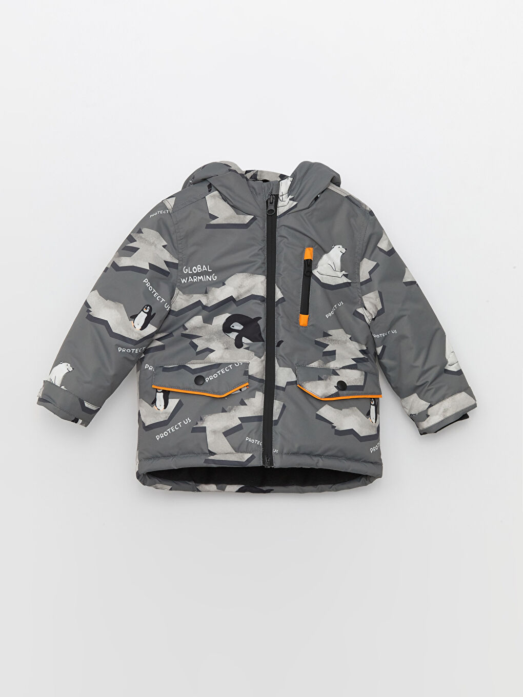 LC Waikiki Hooded Long Sleeve Printed Baby Boy Ski Coat -W2AK88Z1-LRZ