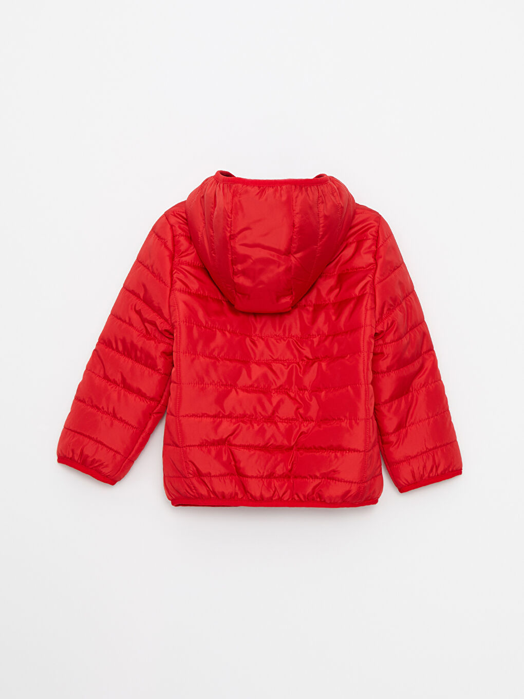 Kırmızı Kapüşonlu Uzun Kollu Basic Erkek Bebek Mont-1