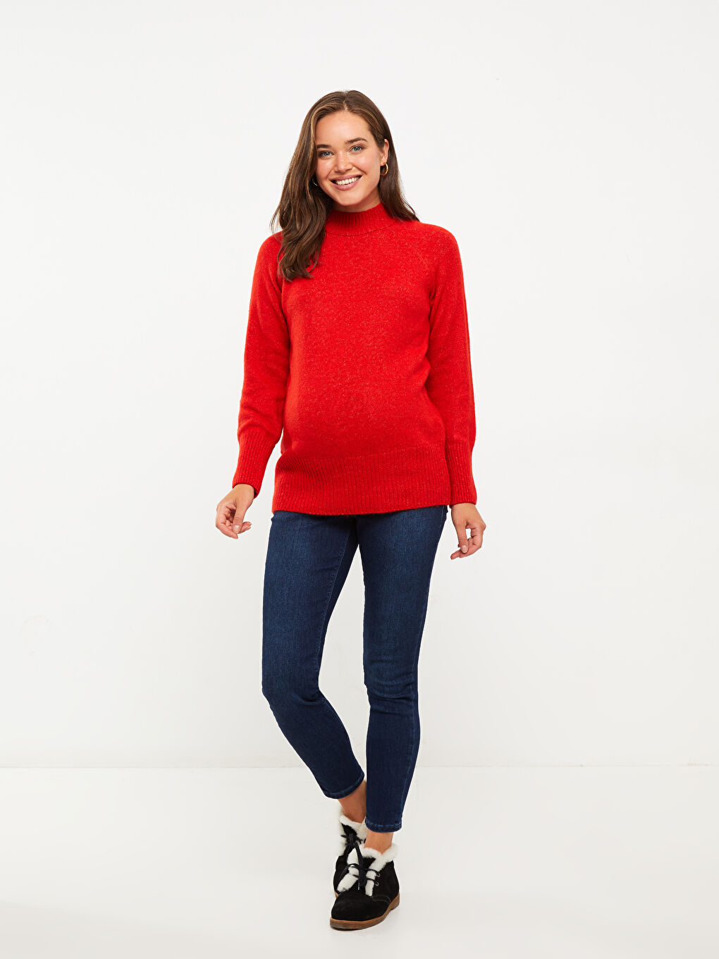 Half Turtleneck Regular Long Sleeve Maternity Tricot Sweater -W2AL30Z8-S7R