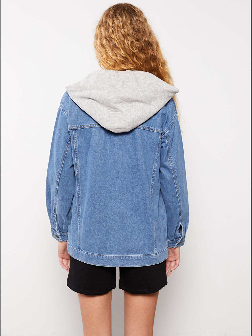 XSIDE Hooded Regular Long Sleeve Women's Jean Jacket -W2AL34Z8-K9M