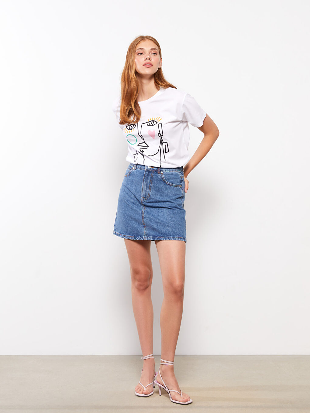 Women's Standard Fit Plain Denim Skirt -W2AL38Z8-507