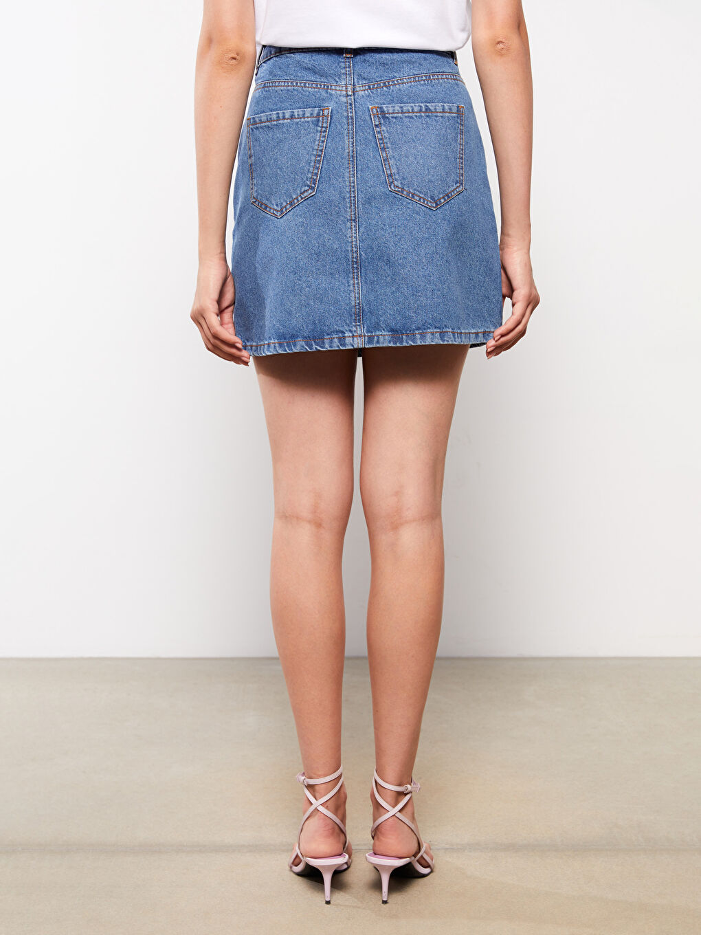 Women's Standard Fit Plain Denim Skirt -W2AL38Z8-507