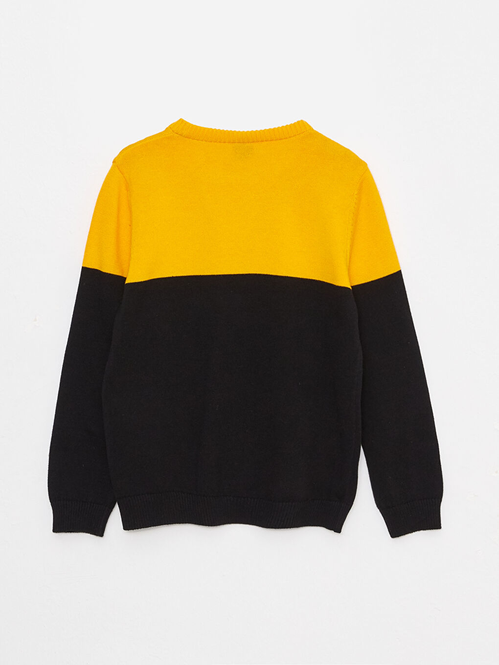 Turuncu Bisiklet Yaka Renk Bloklu Uzun Kollu Erkek Çocuk Triko Kazak-1