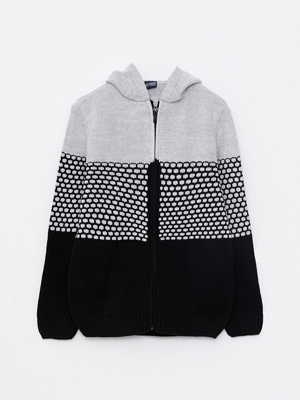 Hooded Color Block Long Sleeve Boys' Knitwear Cardigan