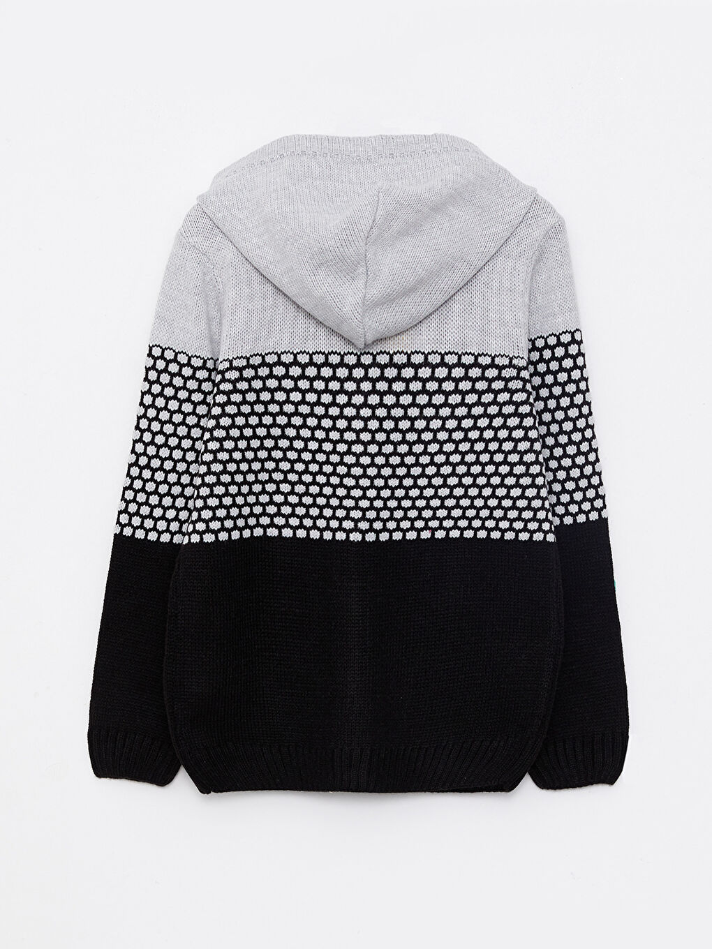 Hooded Color Block Long Sleeve Boys' Knitwear Cardigan-1