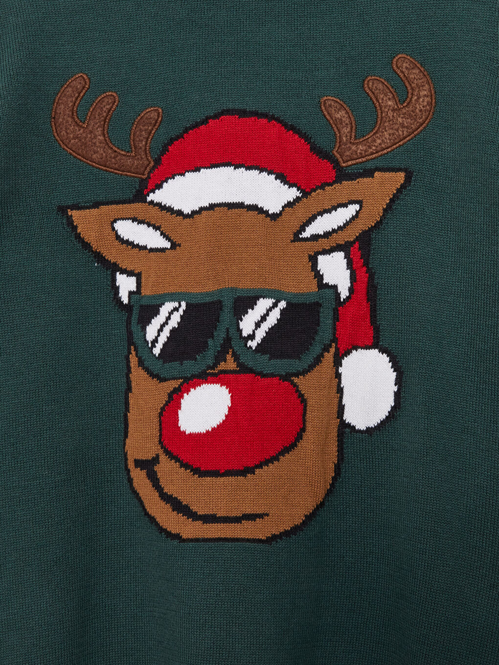 Yeşil Bisiklet Yaka Yılbaşı Temalı Uzun Kollu Erkek Çocuk Triko Kazak-6