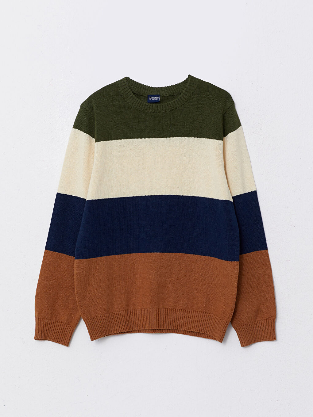 LCW Kids Crew Neck Color Block Long Sleeve Boys' Knitwear