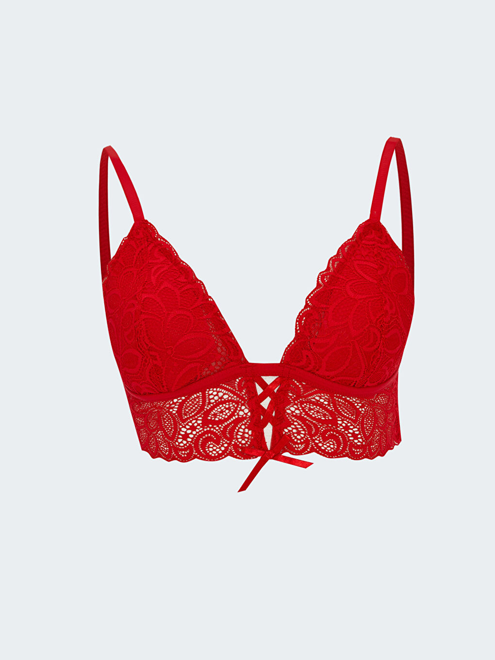 Kırmızı Balensiz Dolgusuz Dantelli Bralet