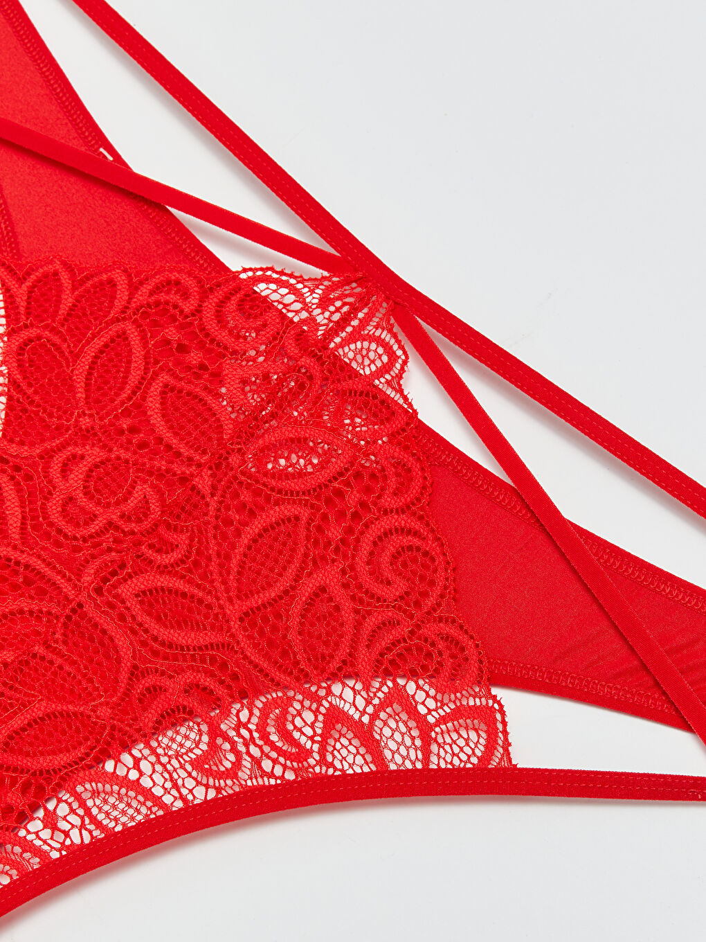 Kırmızı Dantelli Brazilian Külot-2