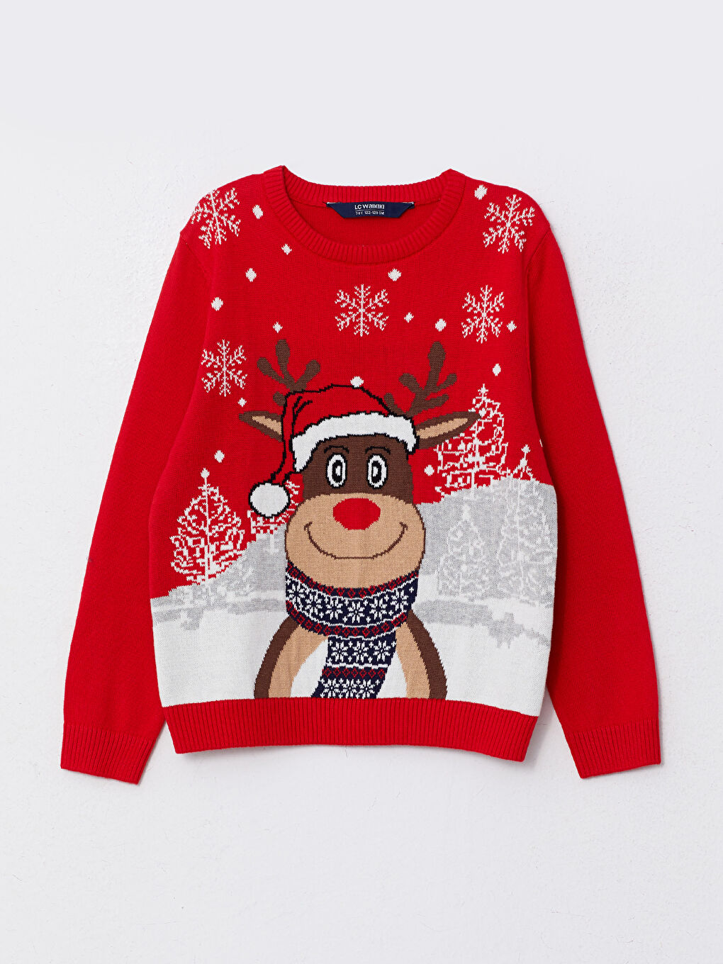 LCW Kids Rundhalsausschnitt Weihnachtsmotiv Langarm Jungen Strickpullover -W2AN01Z4-HC3