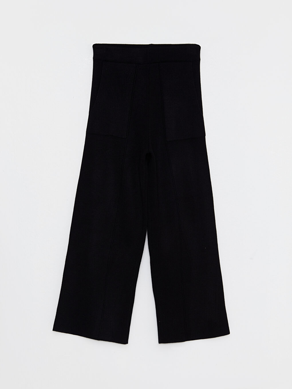 Siyah Beli Lastikli Düz Cep Detaylı Kadın Pantolon-4