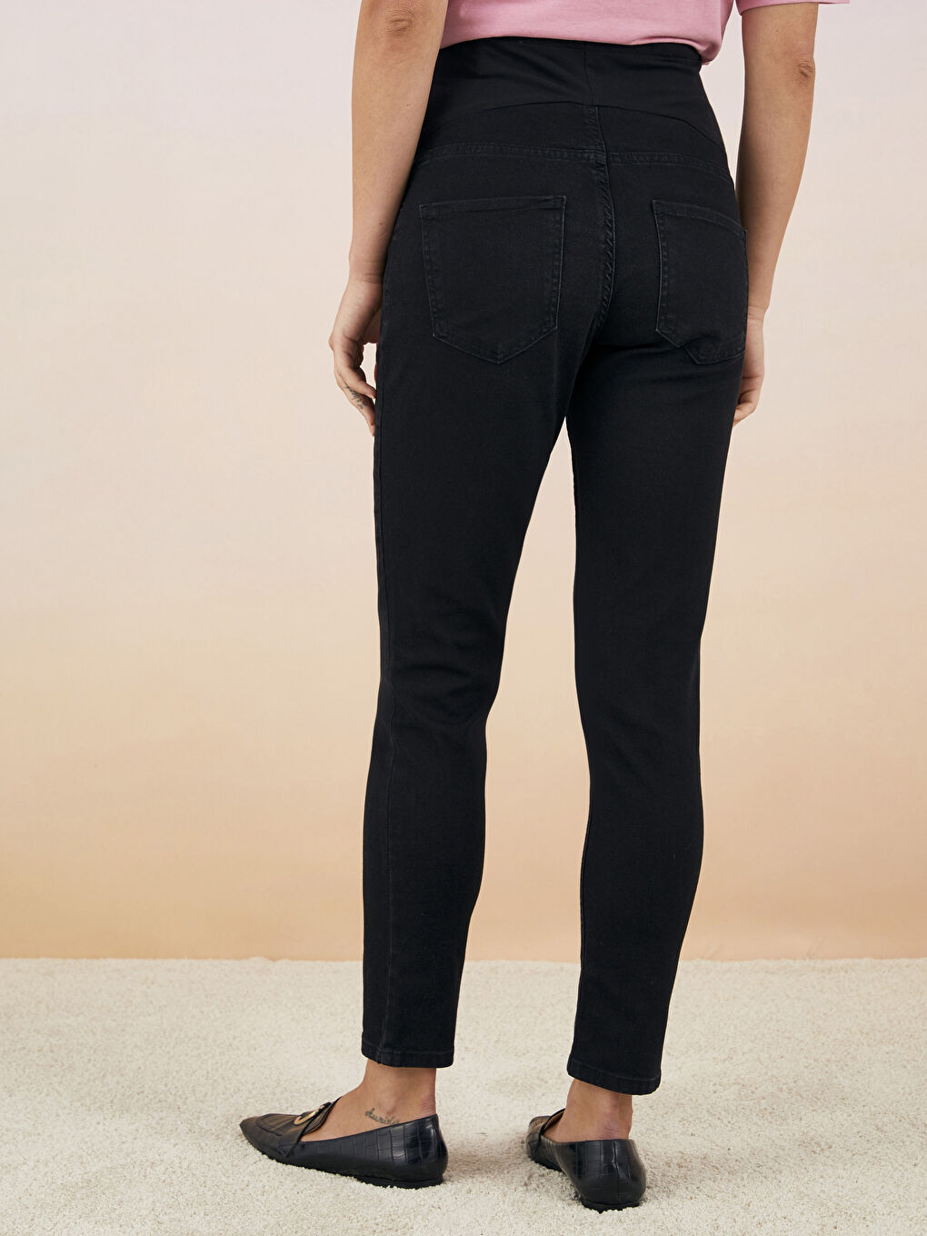 LCWAIKIKI Maternity Siyah  Rodeo Karın Panelli Slim Mom Yırtık Detaylı Hamile Rodeo Jean Pantolon - 4