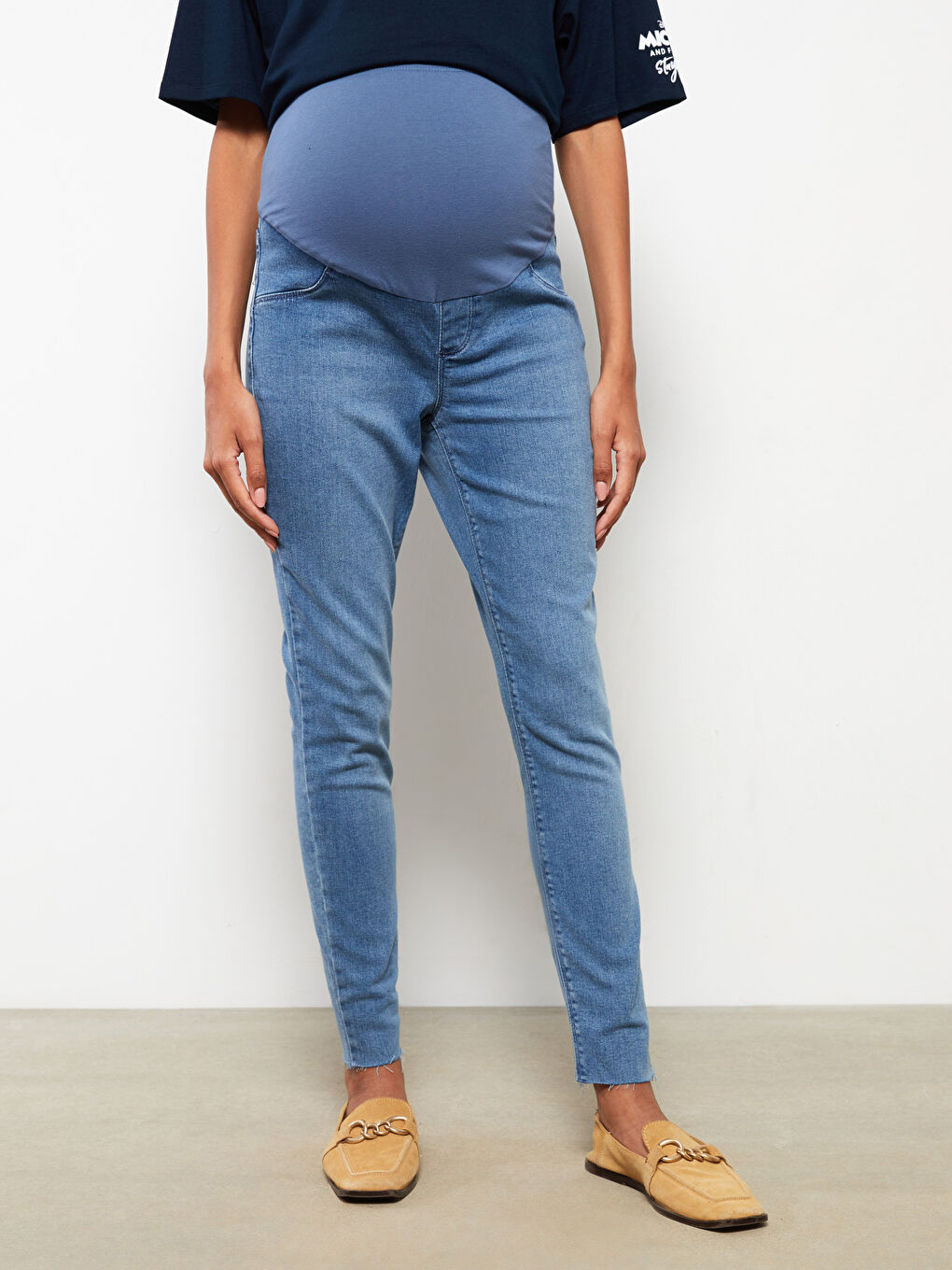 LCWAIKIKI Maternity Orta İndigo Rodeo Karın Panelli Mercury Skinny Fit Düz Hamile Rodeo Jean Pantolon - 4