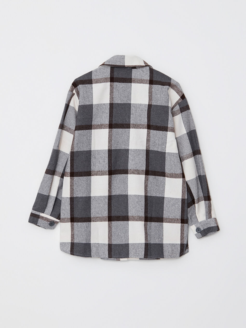 Cămașă Sacou cu Mânecă Lungă pentru Femei în Carouri-1