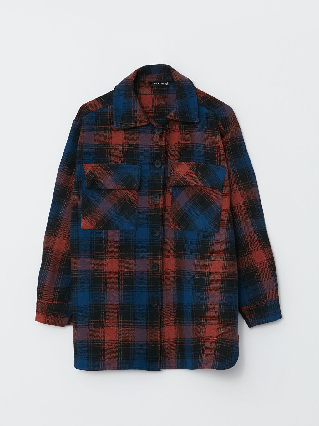 Turuncu Ekose Uzun Kollu Kadın Gömlek Ceket-4