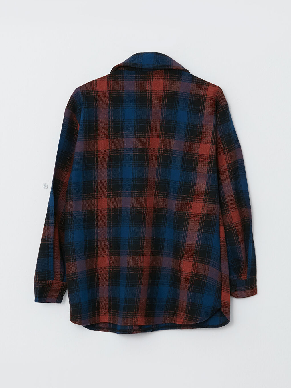 Turuncu Ekose Uzun Kollu Kadın Gömlek Ceket-5