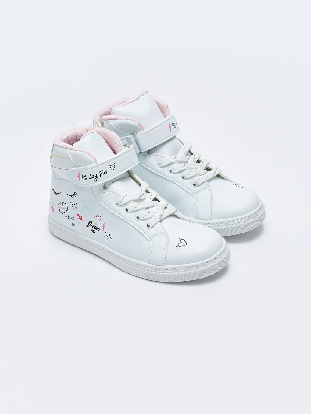 Printed Lace-Up Hook and Loop and Zipper Ankle Boy Girl Sports Shoes