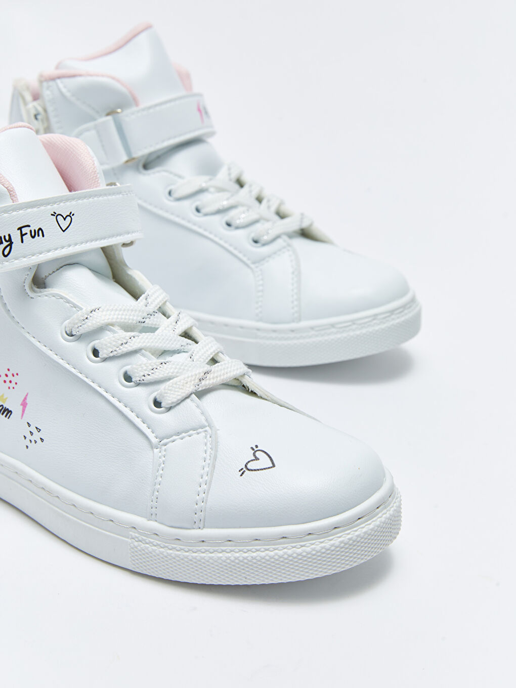 Printed Lace-Up Hook and Loop and Zipper Ankle Boy Girl Sports Shoes-2