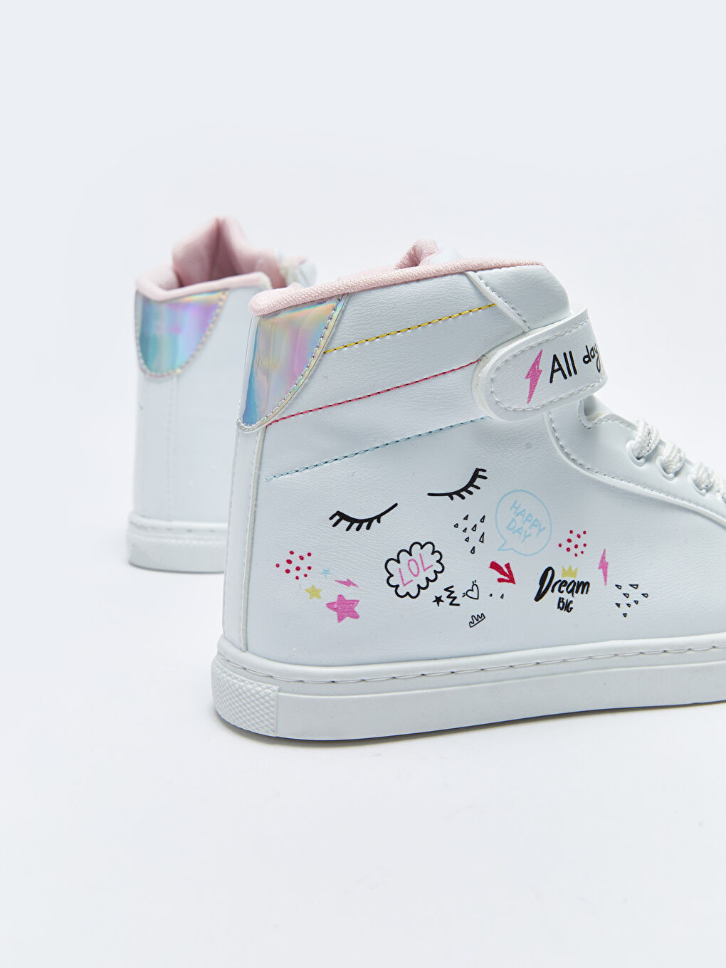 Printed Lace-Up Hook and Loop and Zipper Ankle Boy Girl Sports Shoes-4