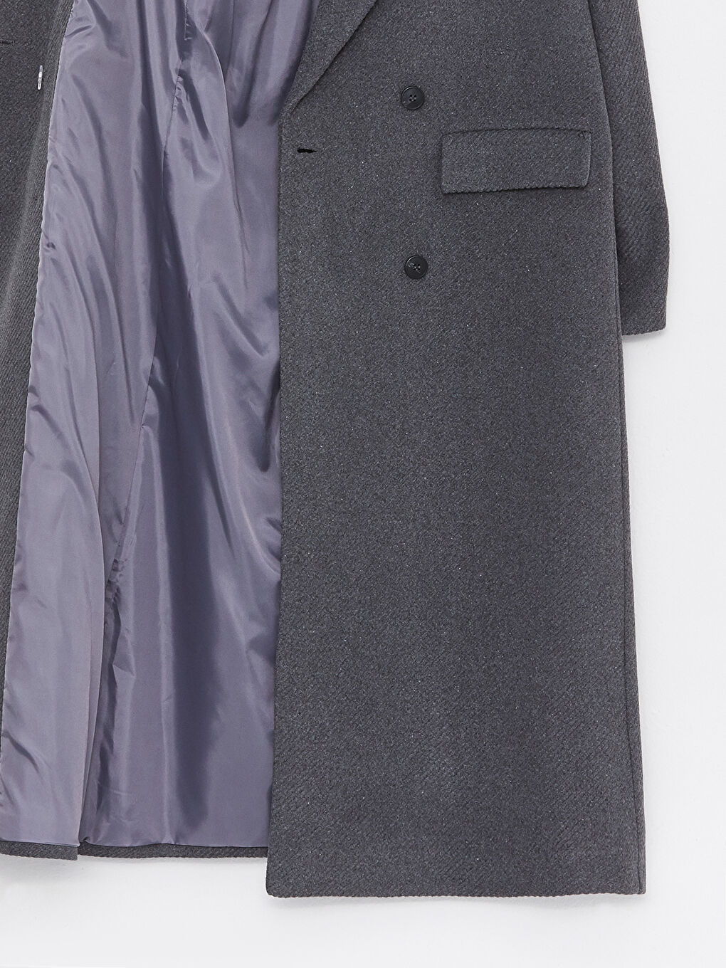 Antrasit Ceket Yaka Kadın Kaşe Kaban-8