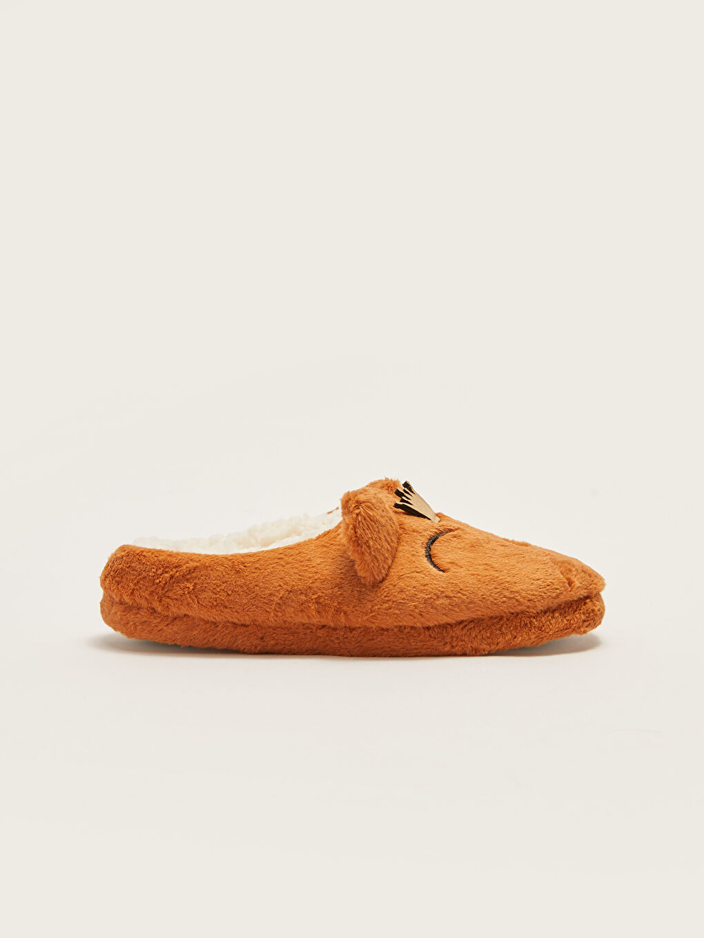 Bej 3D Aplike Detaylı Nakışlı Kadın Ev Terliği-1