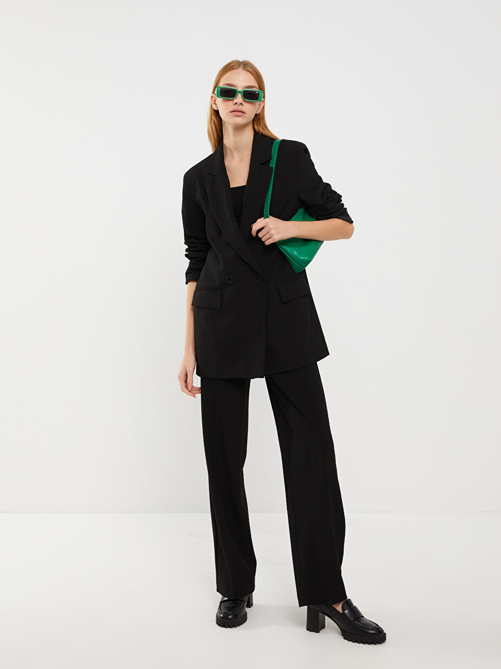 Siyah Düz Uzun Kollu Kadın Blazer Ceket-2