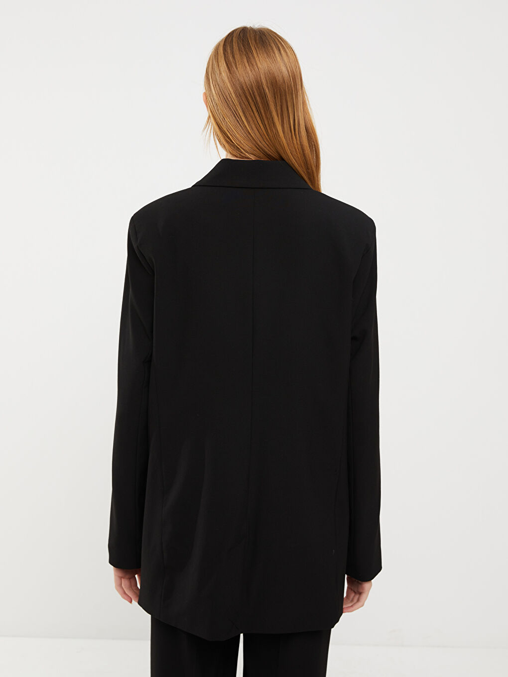 Siyah Düz Uzun Kollu Kadın Blazer Ceket-4