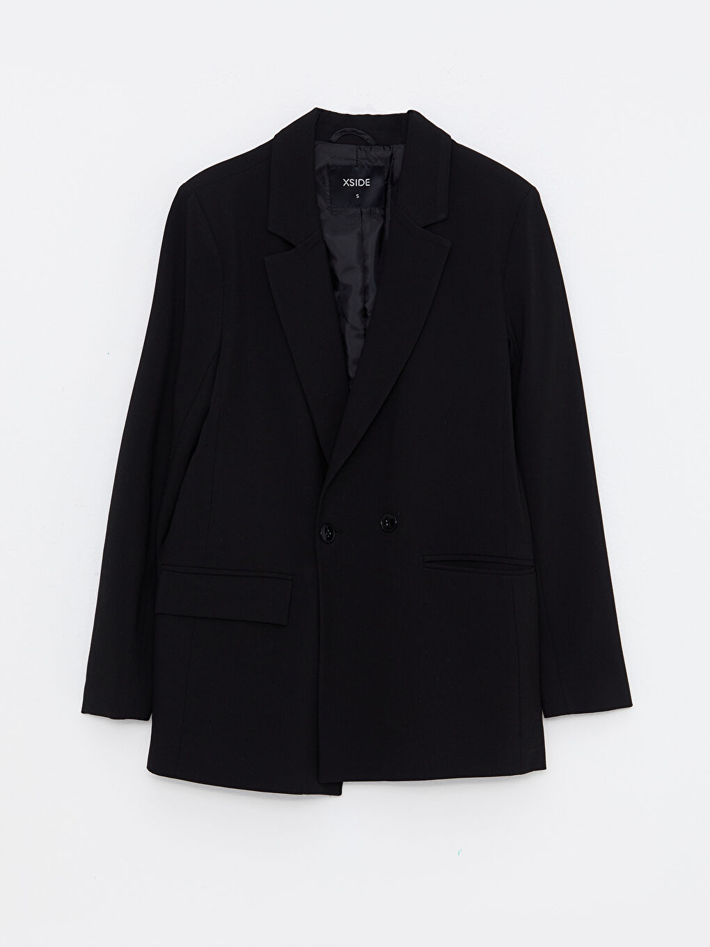 Siyah Düz Uzun Kollu Kadın Blazer Ceket-5