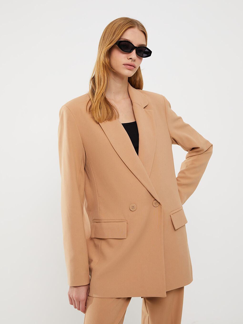 Plain Long Sleeve Women's Blazer Jacket-2