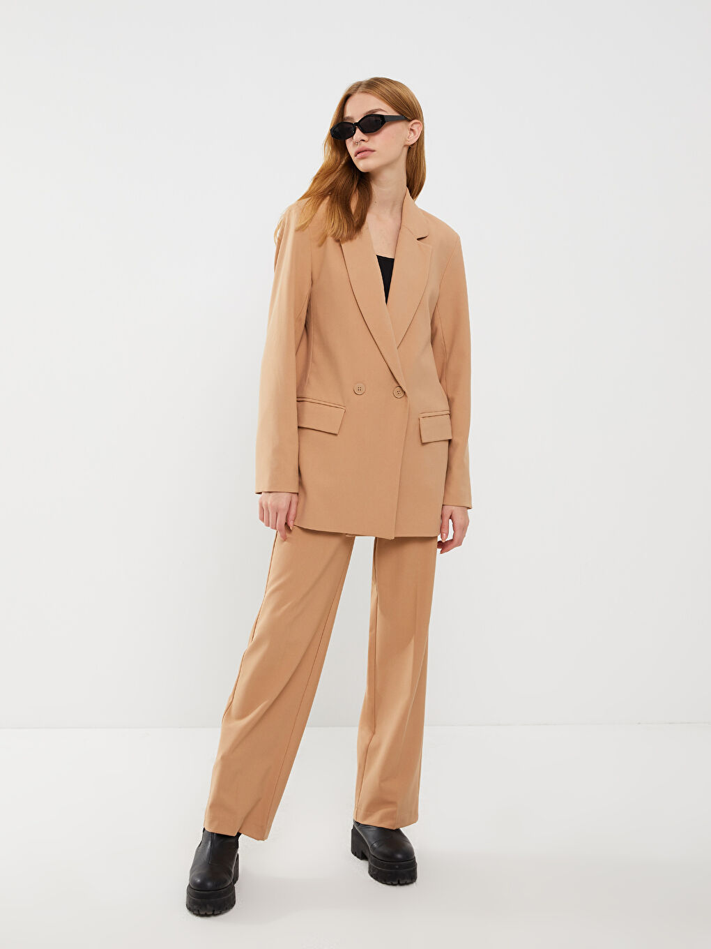 Plain Long Sleeve Women's Blazer Jacket-4