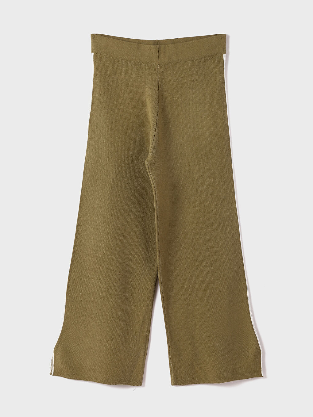 Women's Elastic Waist Narrow Fit Straight Knitwear Trousers -W2AN71Z8-GVK