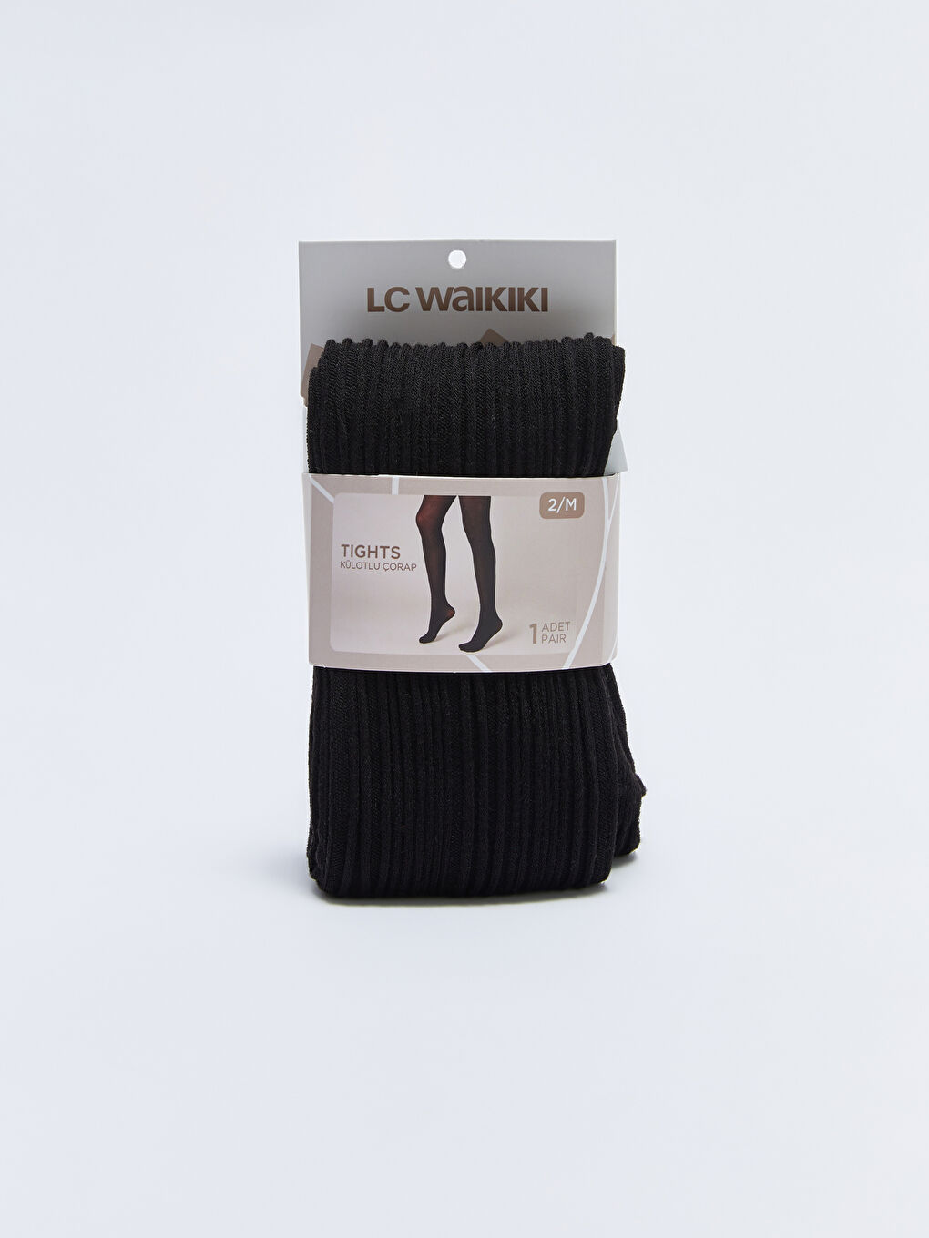 Siyah Düz Fitilli Kadın Külotlu Çorap