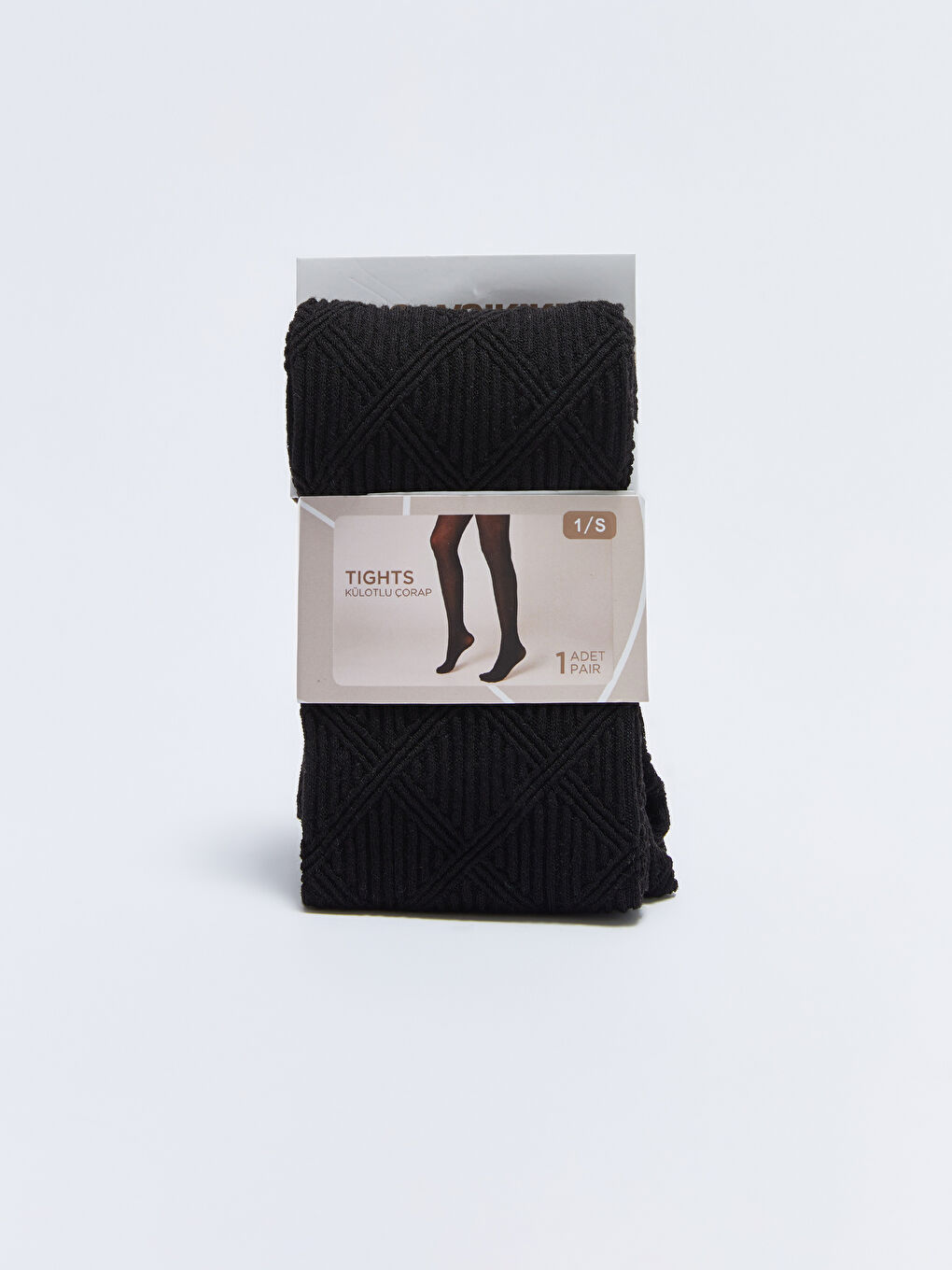 Siyah Desenli Fitilli Kadın Külotlu Çorap