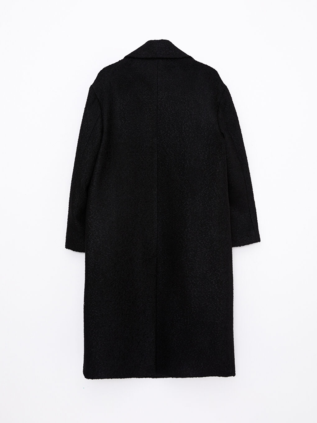 Siyah Ceket Yaka Kadın Kaşe Kaban-7