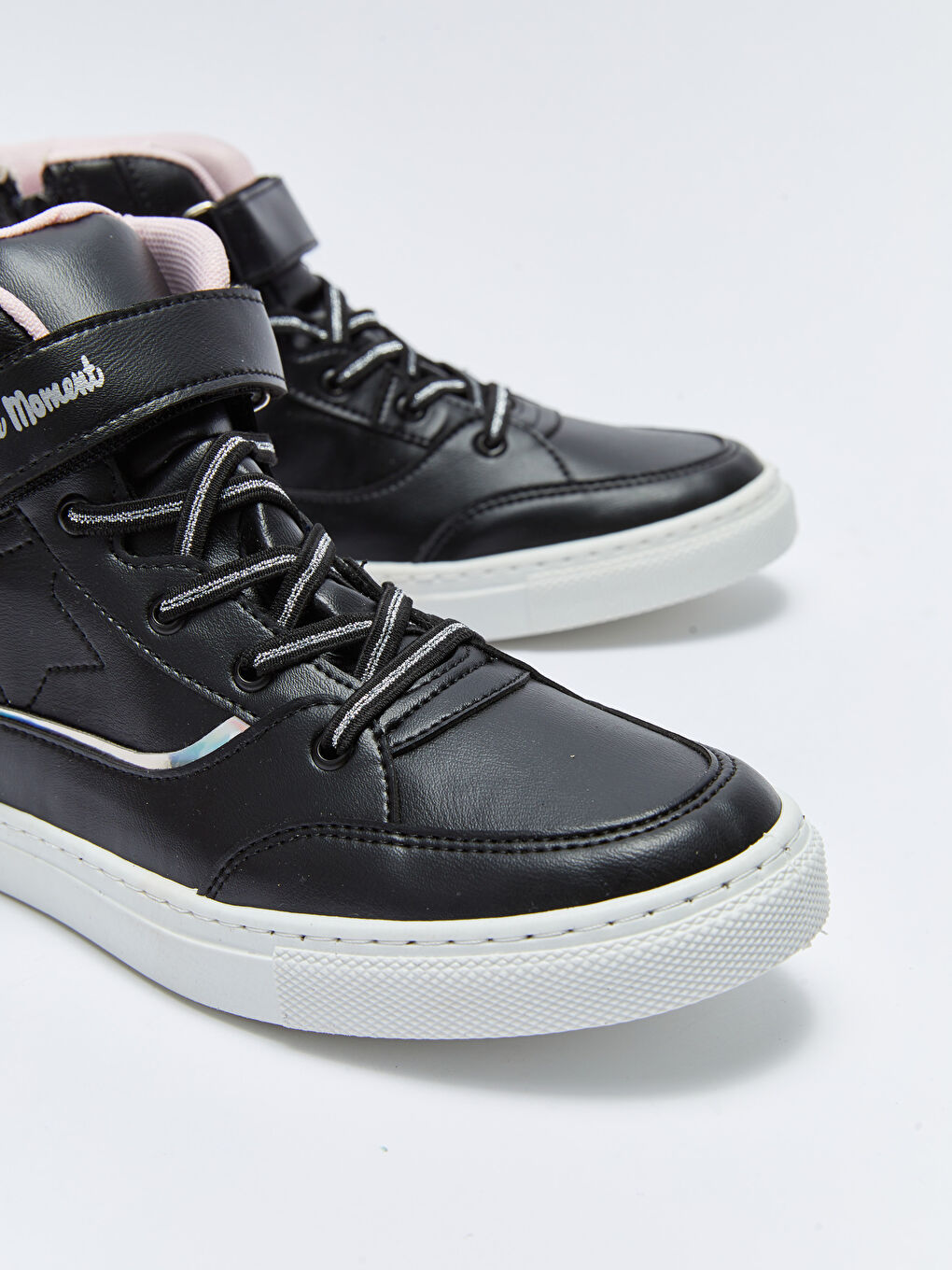 Siyah Cırt Cırtlı Baskılı Kız Çocuk Bilek Boy Spor Ayakkabı-2