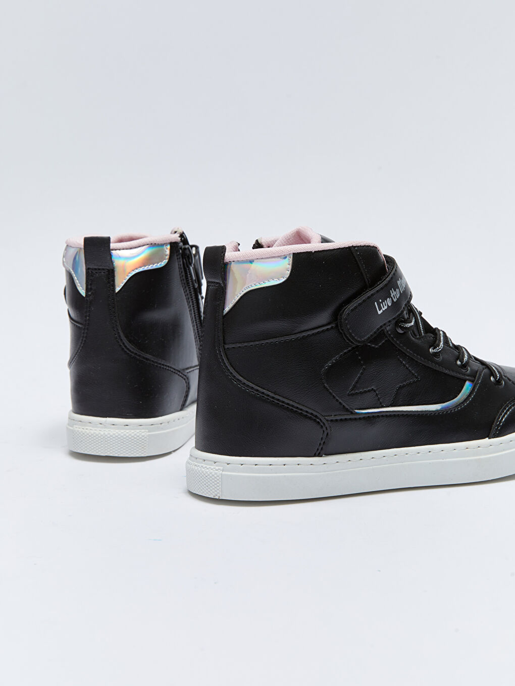 Siyah Cırt Cırtlı Baskılı Kız Çocuk Bilek Boy Spor Ayakkabı-4