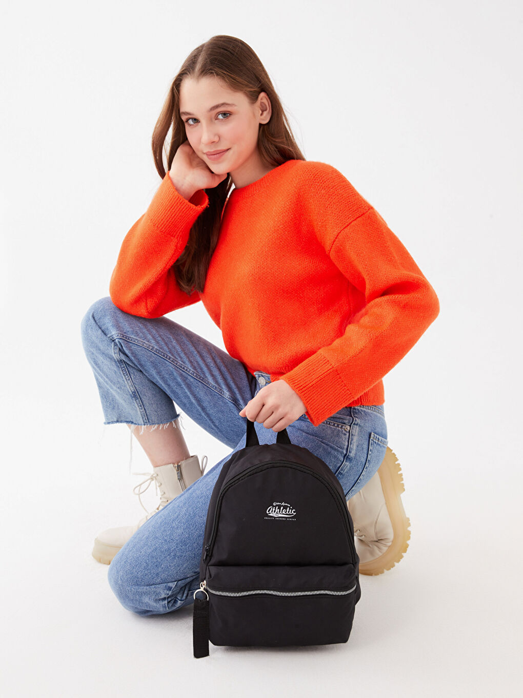 Text Printed Women's Backpack -W2AO43Z8-HUC